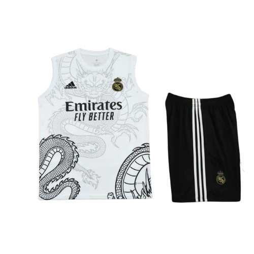 KIT MAGLIA SMANICATA + PANTALONCINI ALLENAMENTO REAL MADRID 2023/24 BIANCO