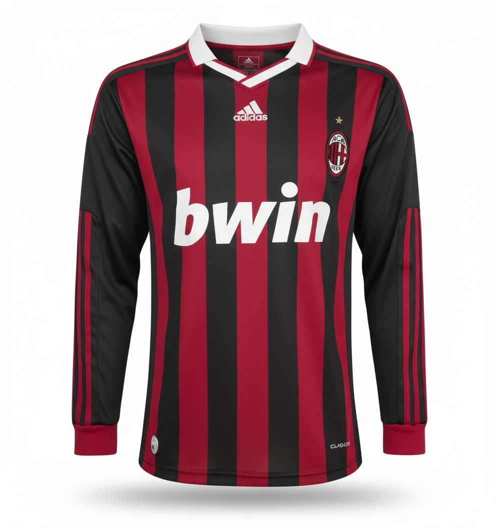 MAGLIA A MANICHE LUNGHE RETRO MILAN HOME 2009/10