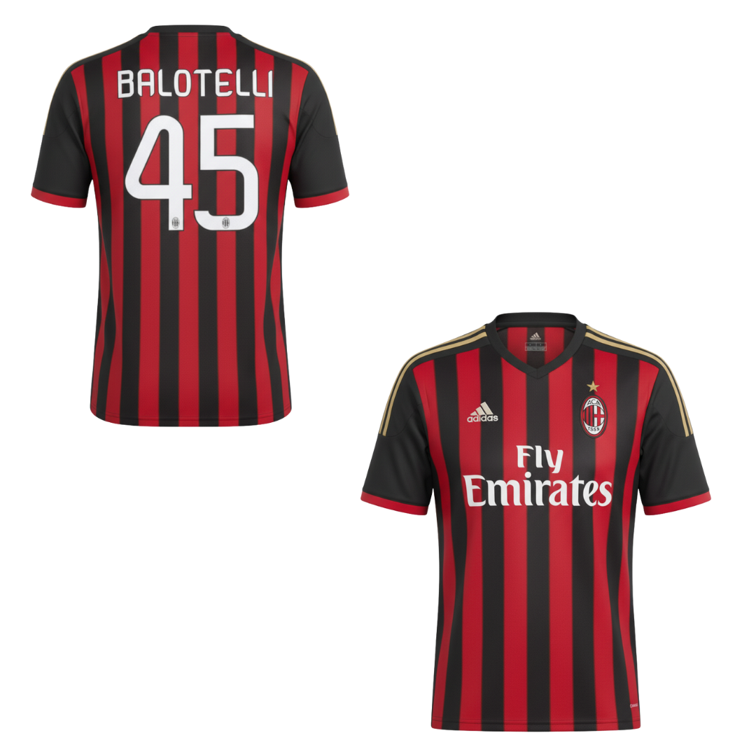 MAGLIA AC MILAN STORICA CASA 2013-2014 + BALOTELLI 45