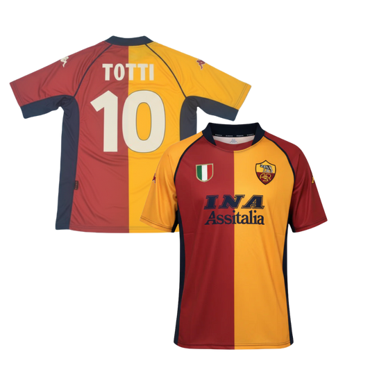 Maglia Storica AS Roma 2001/2002 + TOTTI 10 + PATCH CHAMPIONS INCLUSA