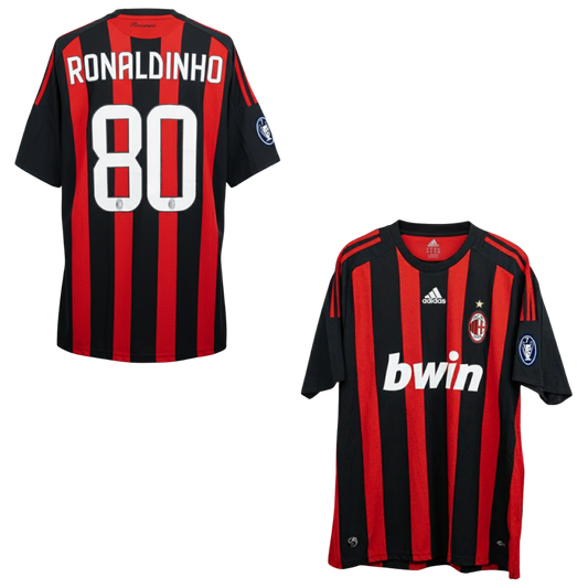 MAGLIA AC MILAN STORICA CASA 2008-2009 + RONALDINHO 80
