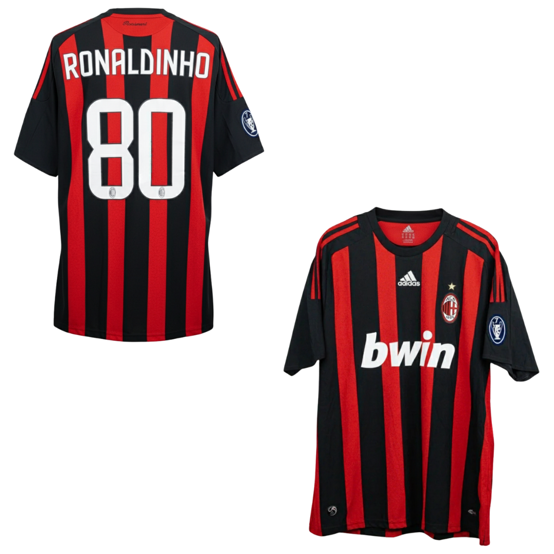 MAGLIA MILAN MAGLIA AC MILAN CASA 2008-2009 + RONALDINHO 80