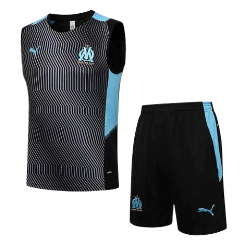 KIT MAGLIA SMANICATO BLU AZZURRO + PANTALONCINI OLYMPIQUE MARSIGLIA 2021/22