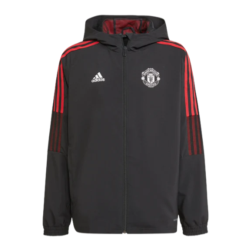 GIACCA CON CAPPUCCIO A ZIP NERA-ROSSA MANCHESTER UNITED 2021/22